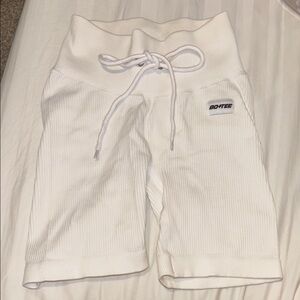 White BO+TEE Ribbed Shorts